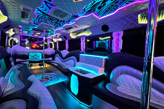 Limo party bus laser shows