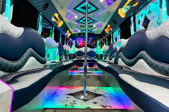 led lighting on the limo bus