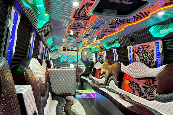 led lighting on the limo bus